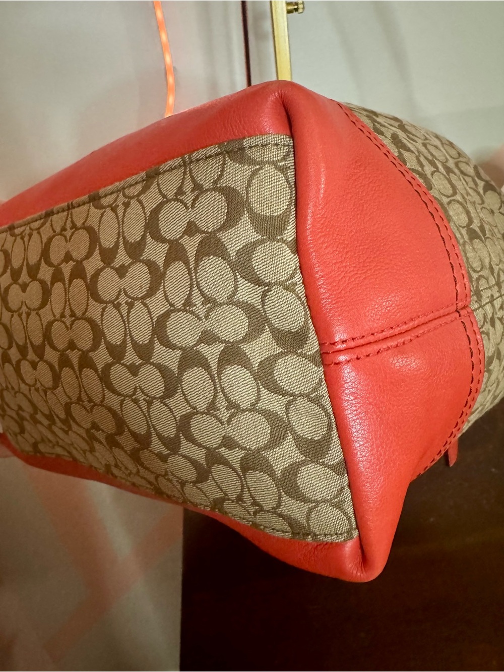 Coach Legacy Signature Stripe Duffle with Coral Trim and Tassels - Picture 11 of 12